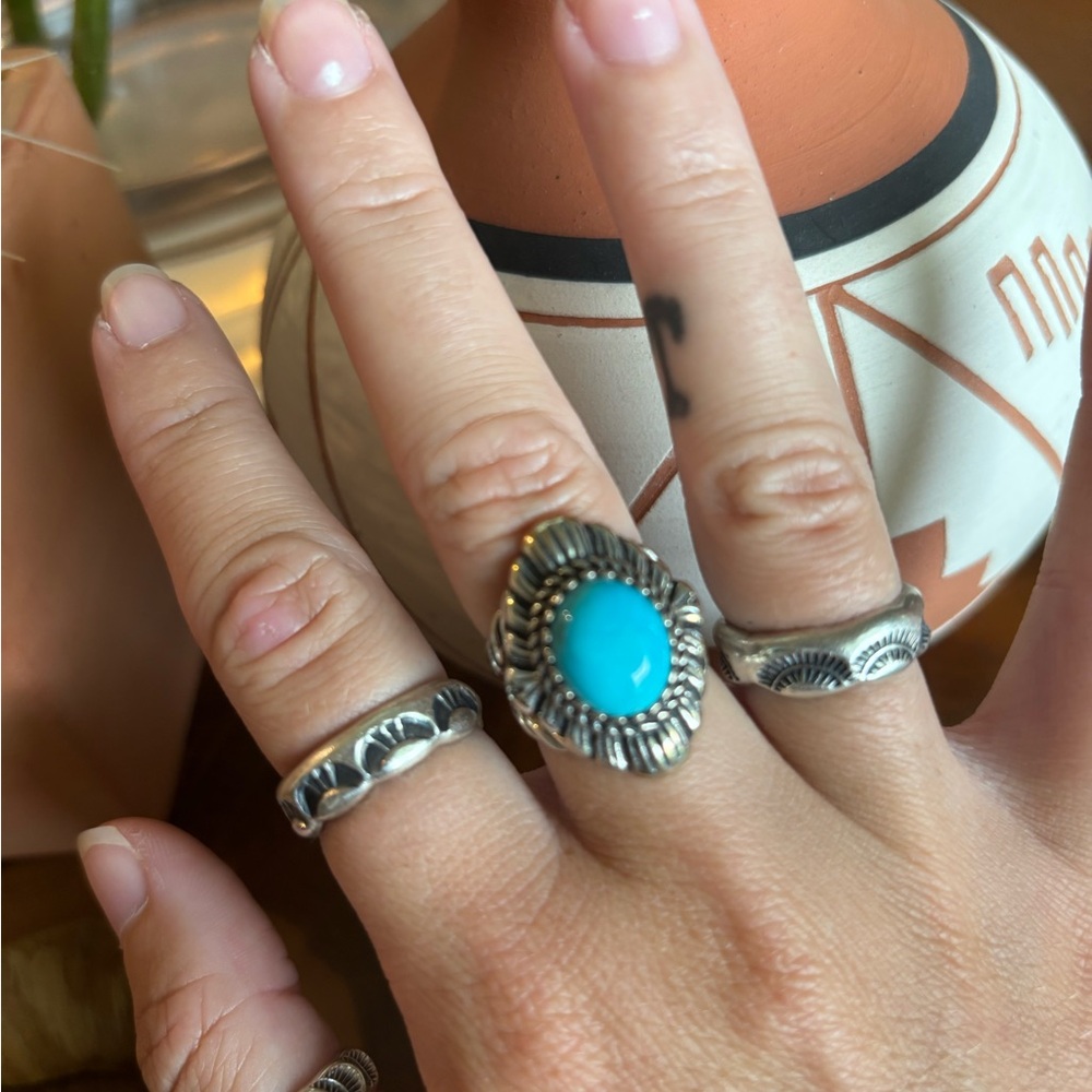 Carolyn Pollack Sterling Silver Turquoise Statement Ring Southwestern Style